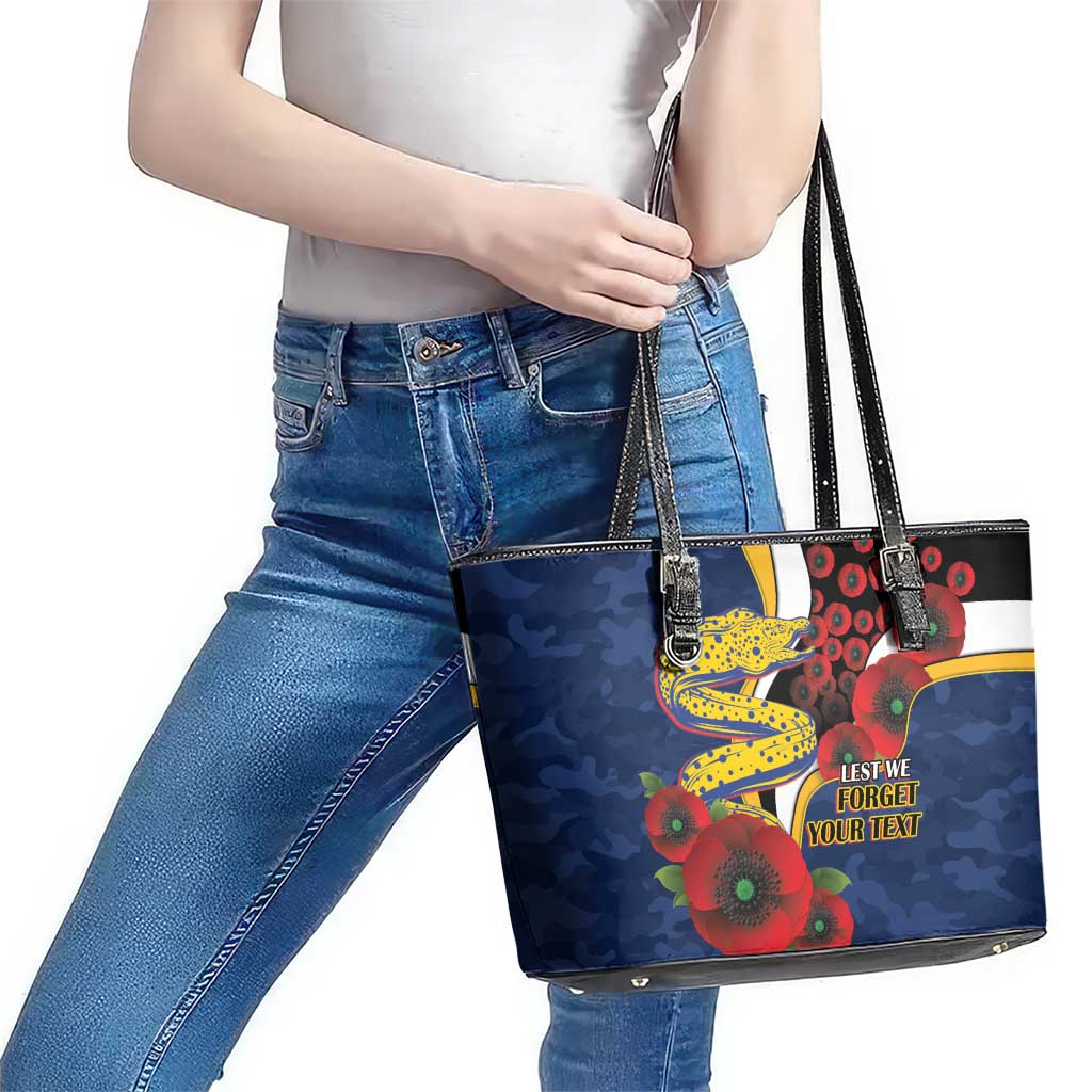 Parramatta Eels ANZAC Personalised Leather Tote Bag Lest We Forget Poppy Camo