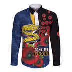 Parramatta Eels ANZAC Personalised Long Sleeve Button Shirt Lest We Forget Poppy Camo