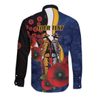 Parramatta Eels ANZAC Personalised Long Sleeve Button Shirt Lest We Forget Poppy Camo