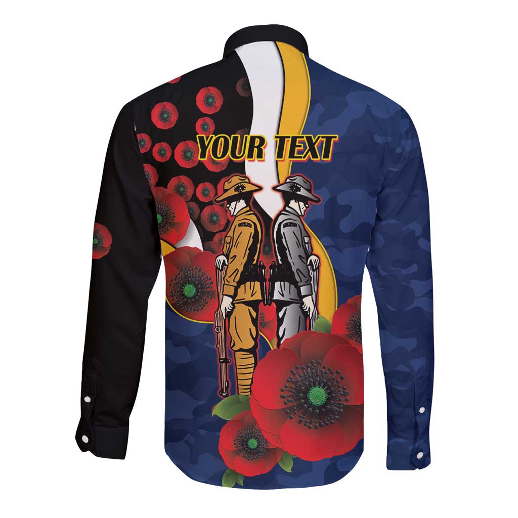 Parramatta Eels ANZAC Personalised Long Sleeve Button Shirt Lest We Forget Poppy Camo