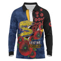 Parramatta Eels ANZAC Personalised Long Sleeve Polo Shirt Lest We Forget Poppy Camo