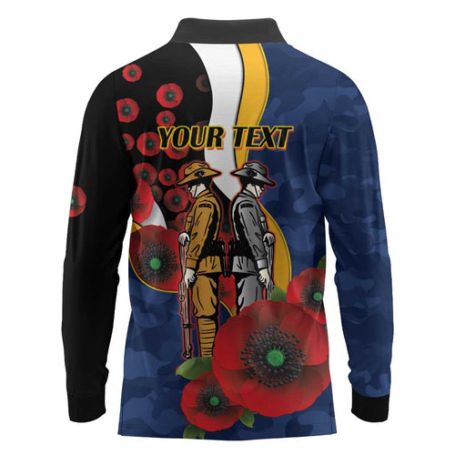 Parramatta Eels ANZAC Personalised Long Sleeve Polo Shirt Lest We Forget Poppy Camo