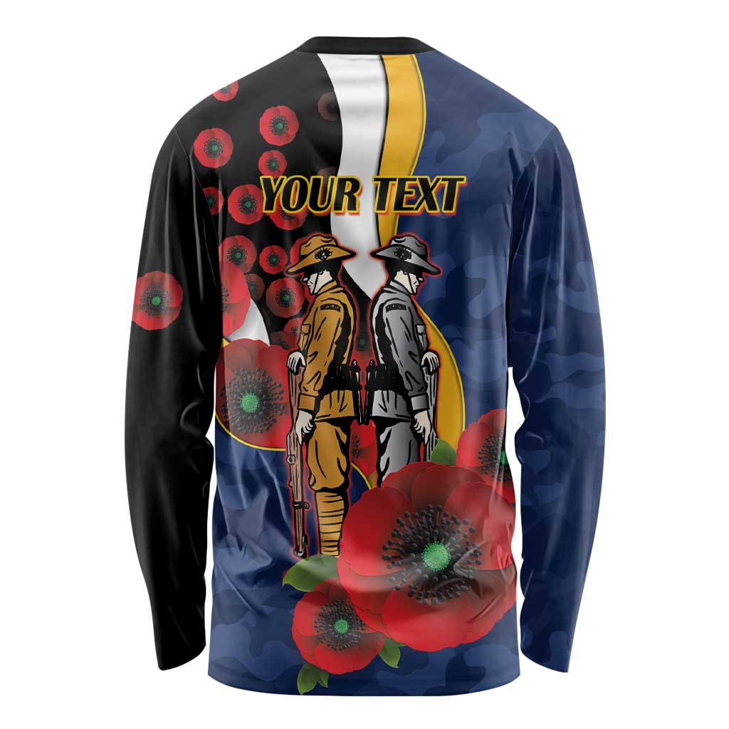 Parramatta Eels ANZAC Personalised Long Sleeve Shirt Lest We Forget Poppy Camo