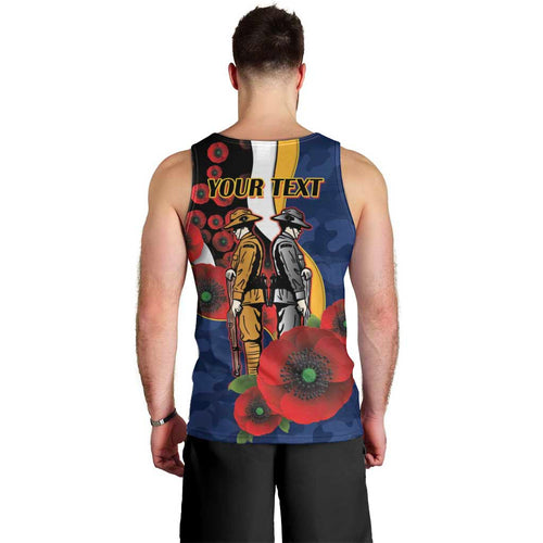 Parramatta Eels ANZAC Personalised Men Tank Top Lest We Forget Poppy Camo
