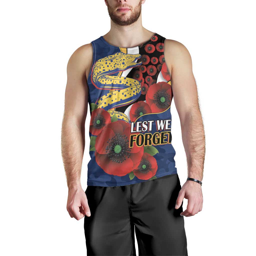Parramatta Eels ANZAC Personalised Men Tank Top Lest We Forget Poppy Camo