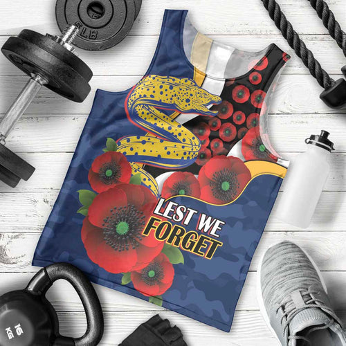 Parramatta Eels ANZAC Personalised Men Tank Top Lest We Forget Poppy Camo