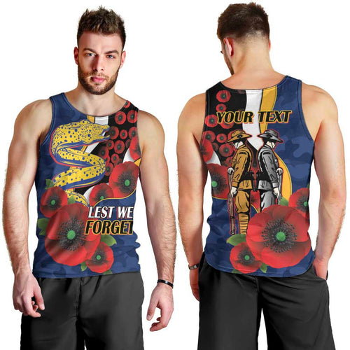 Parramatta Eels ANZAC Personalised Men Tank Top Lest We Forget Poppy Camo