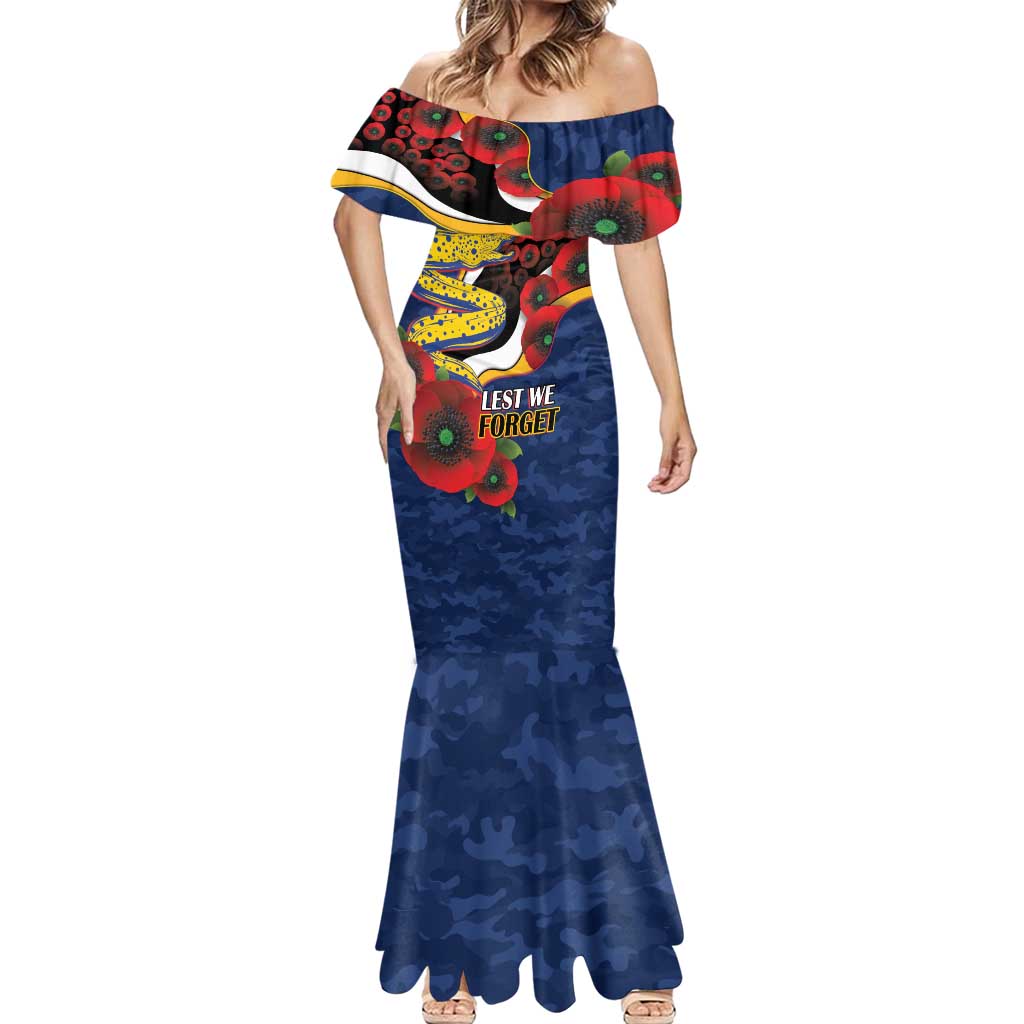 Parramatta Eels ANZAC Personalised Mermaid Dress Lest We Forget Poppy Camo