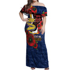 Parramatta Eels ANZAC Personalised Off Shoulder Maxi Dress Lest We Forget Poppy Camo