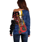 Parramatta Eels ANZAC Personalised Off Shoulder Sweater Lest We Forget Poppy Camo