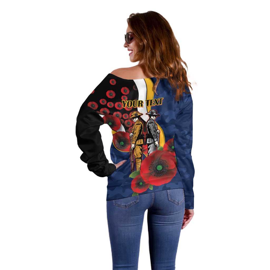 Parramatta Eels ANZAC Personalised Off Shoulder Sweater Lest We Forget Poppy Camo