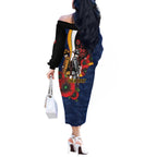Parramatta Eels ANZAC Personalised Off The Shoulder Long Sleeve Dress Lest We Forget Poppy Camo