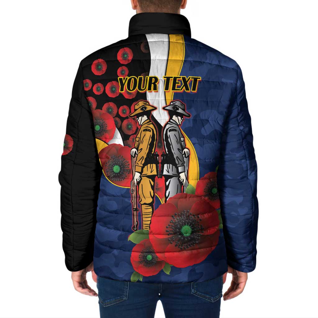 Parramatta Eels ANZAC Personalised Padded Jacket Lest We Forget Poppy Camo