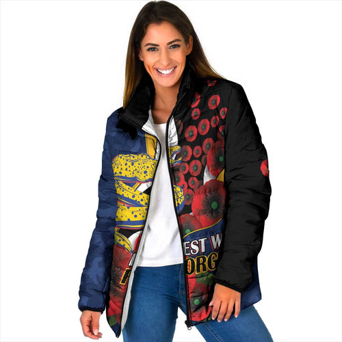 Parramatta Eels ANZAC Personalised Padded Jacket Lest We Forget Poppy Camo