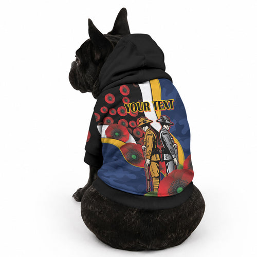 Parramatta Eels ANZAC Personalised Pet Hoodie Lest We Forget Poppy Camo