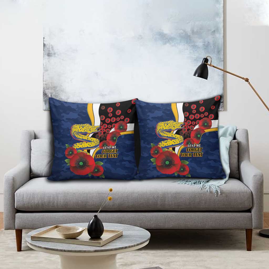 Parramatta Eels ANZAC Personalised Pillow Cover Lest We Forget Poppy Camo