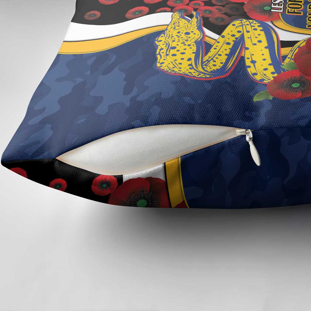 Parramatta Eels ANZAC Personalised Pillow Cover Lest We Forget Poppy Camo