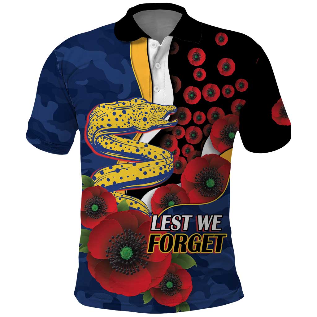 Parramatta Eels ANZAC Personalised Polo Shirt Lest We Forget Poppy Camo