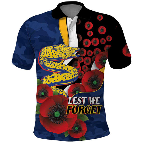 Parramatta Eels ANZAC Personalised Polo Shirt Lest We Forget Poppy Camo