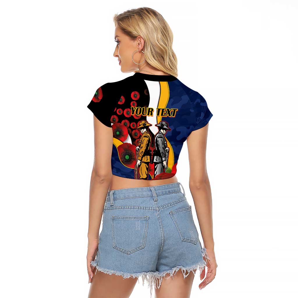 Parramatta Eels ANZAC Personalised Raglan Cropped T Shirt Lest We Forget Poppy Camo