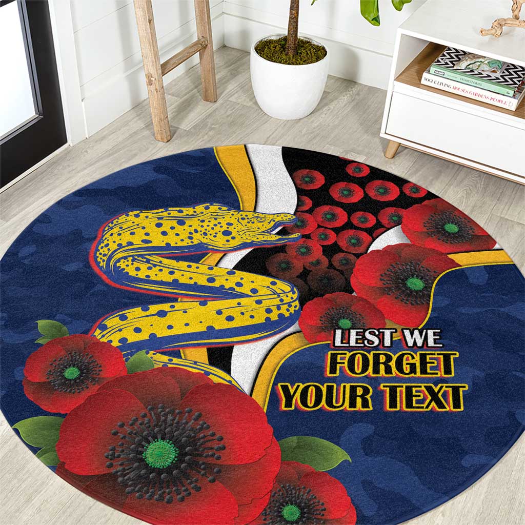 Parramatta Eels ANZAC Personalised Round Carpet Lest We Forget Poppy Camo