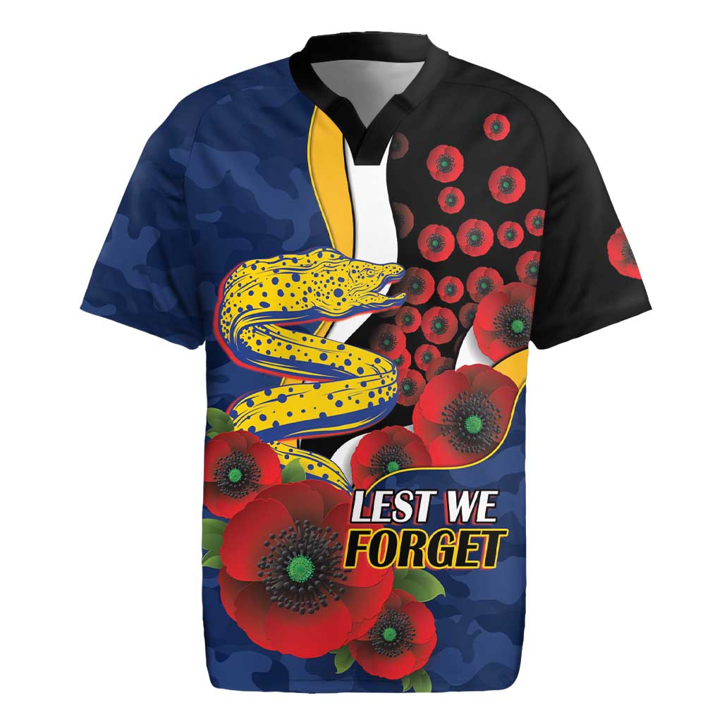 Parramatta Eels ANZAC Personalised Rugby Jersey Lest We Forget Poppy Camo