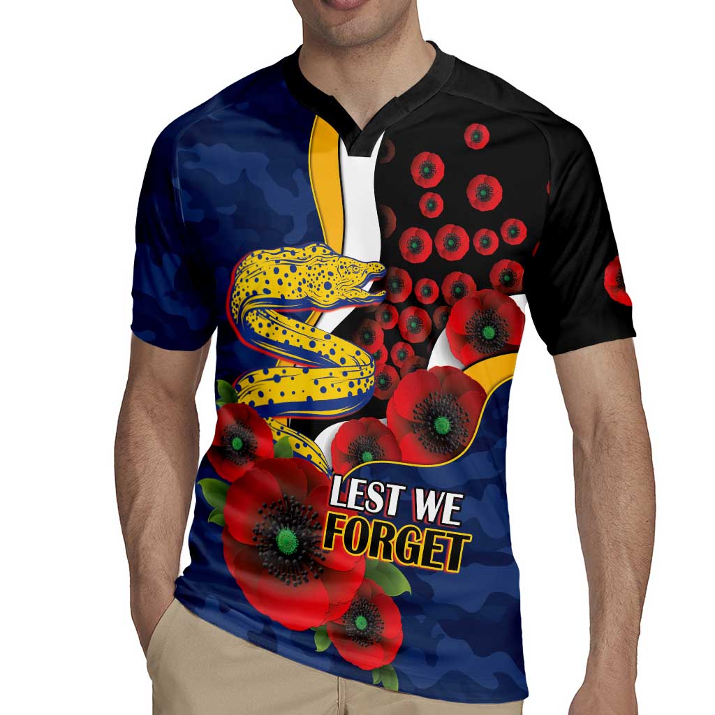 Parramatta Eels ANZAC Personalised Rugby Jersey Lest We Forget Poppy Camo