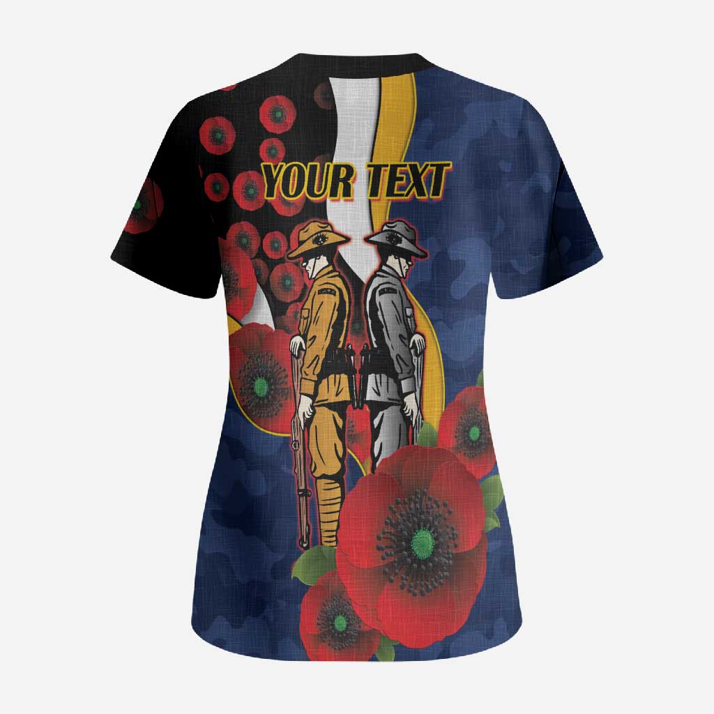 Parramatta Eels ANZAC Personalised Scrub Top Lest We Forget Poppy Camo