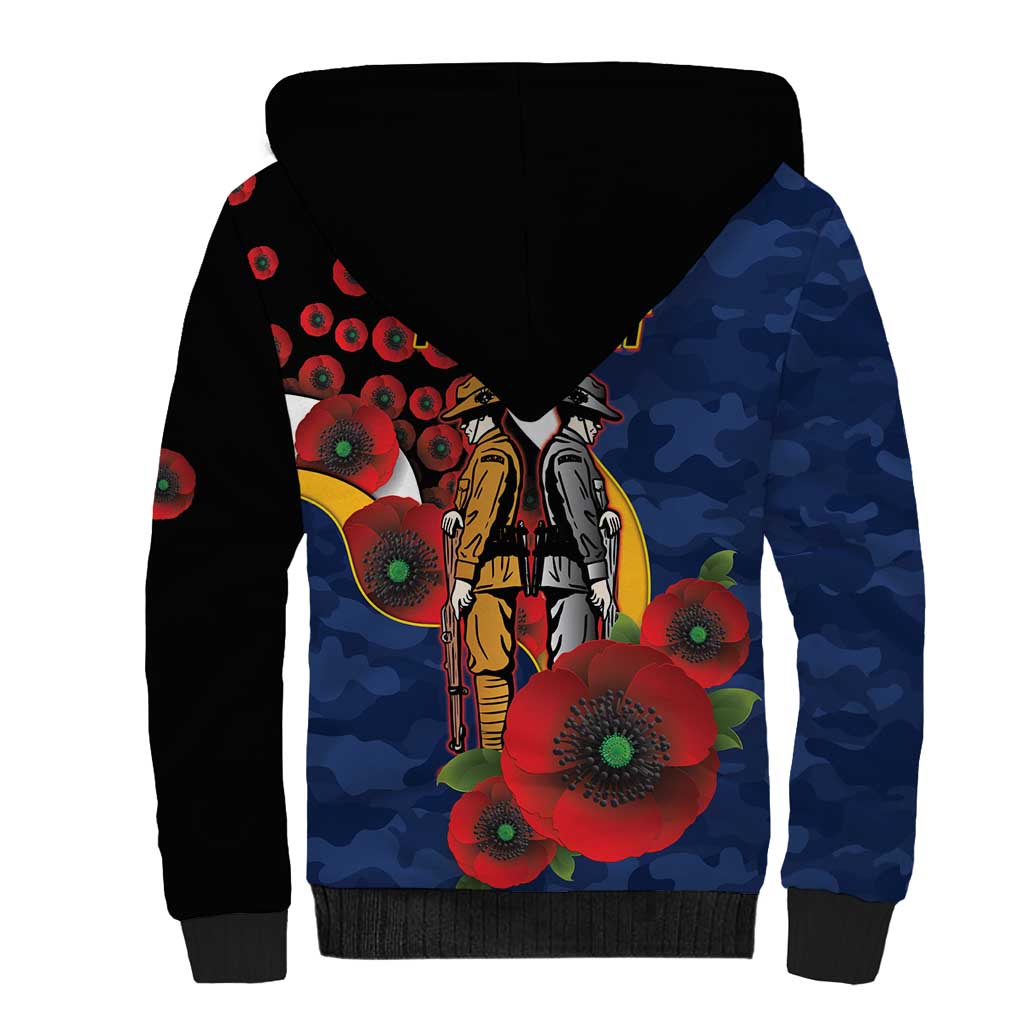 Parramatta Eels ANZAC Personalised Sherpa Hoodie Lest We Forget Poppy Camo