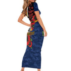 Parramatta Eels ANZAC Personalised Short Sleeve Bodycon Dress Lest We Forget Poppy Camo