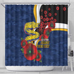 Parramatta Eels ANZAC Personalised Shower Curtain Lest We Forget Poppy Camo