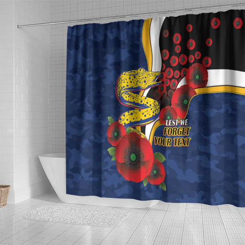 Parramatta Eels ANZAC Personalised Shower Curtain Lest We Forget Poppy Camo