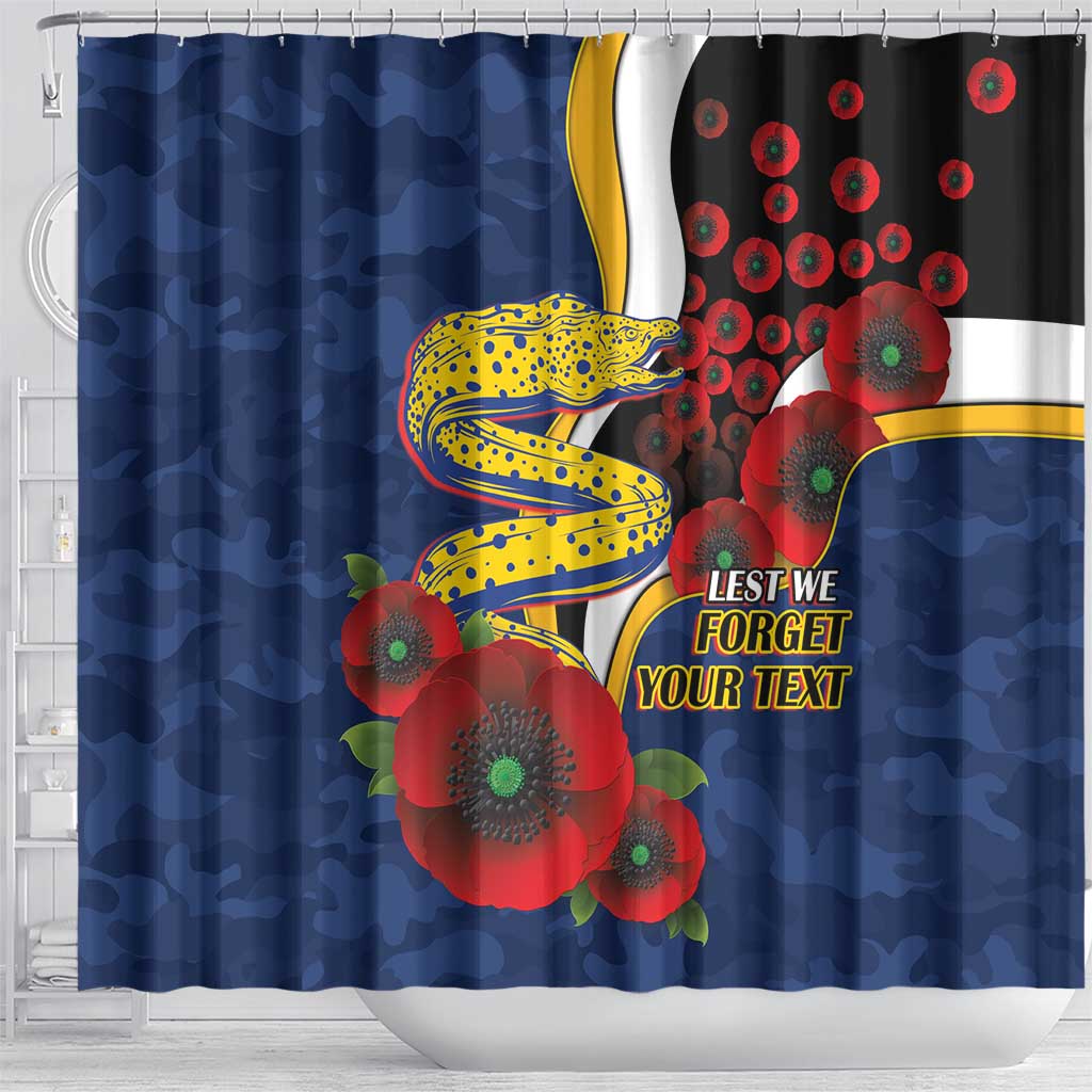 Parramatta Eels ANZAC Personalised Shower Curtain Lest We Forget Poppy Camo