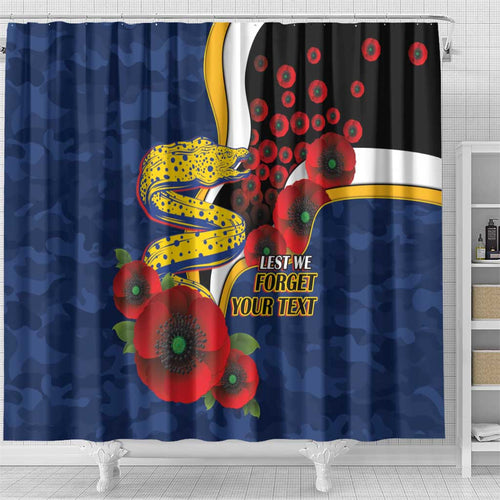 Parramatta Eels ANZAC Personalised Shower Curtain Lest We Forget Poppy Camo