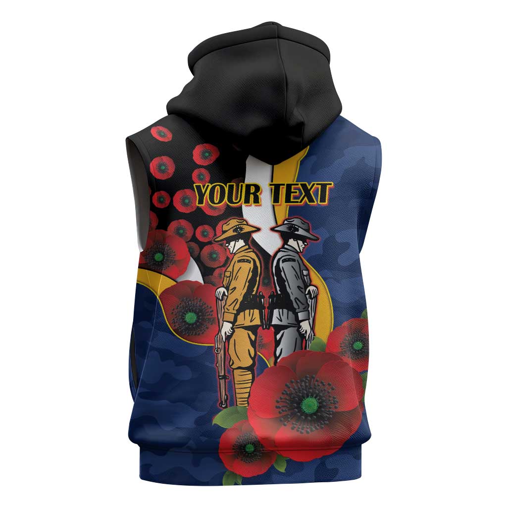 Parramatta Eels ANZAC Personalised Sleeveless Hoodie Lest We Forget Poppy Camo