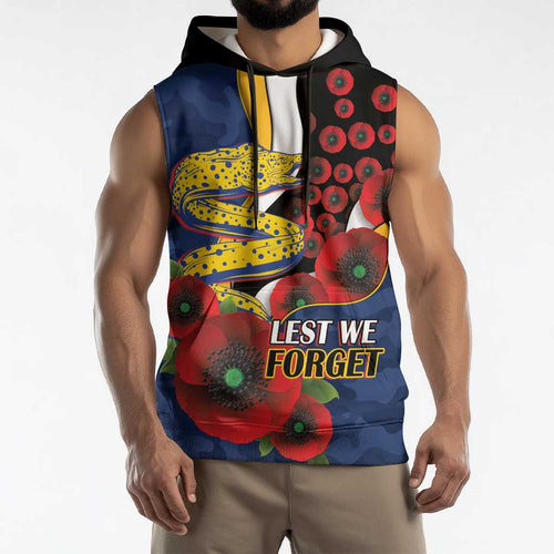 Parramatta Eels ANZAC Personalised Sleeveless Hoodie Lest We Forget Poppy Camo