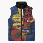 Parramatta Eels ANZAC Personalised Sleeveless Puffer Jacket Lest We Forget Poppy Camo