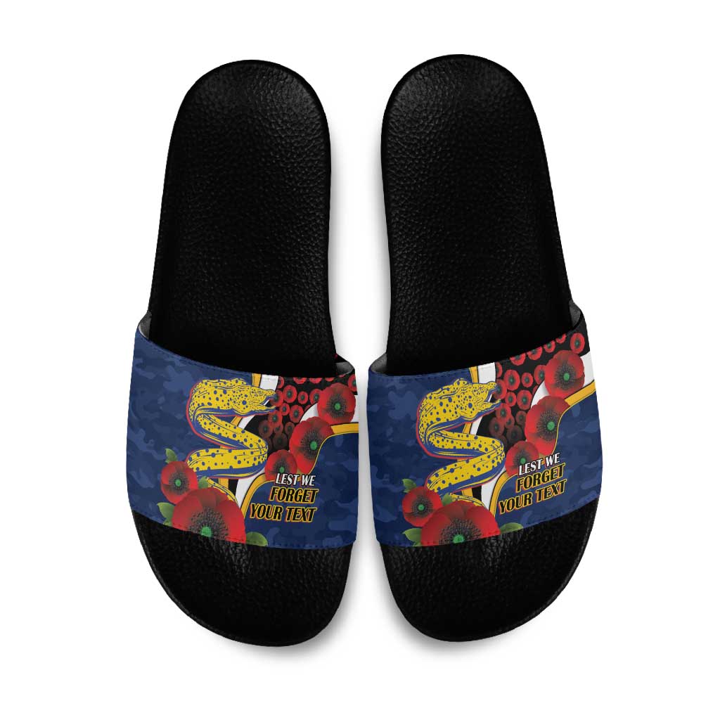 Parramatta Eels ANZAC Personalised Slide Sandals Lest We Forget Poppy Camo