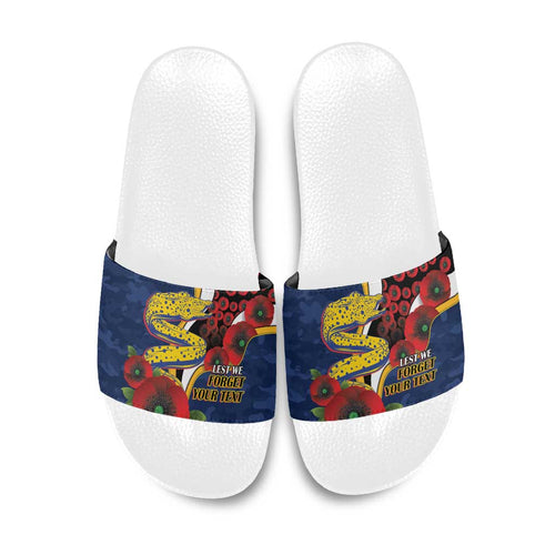 Parramatta Eels ANZAC Personalised Slide Sandals Lest We Forget Poppy Camo