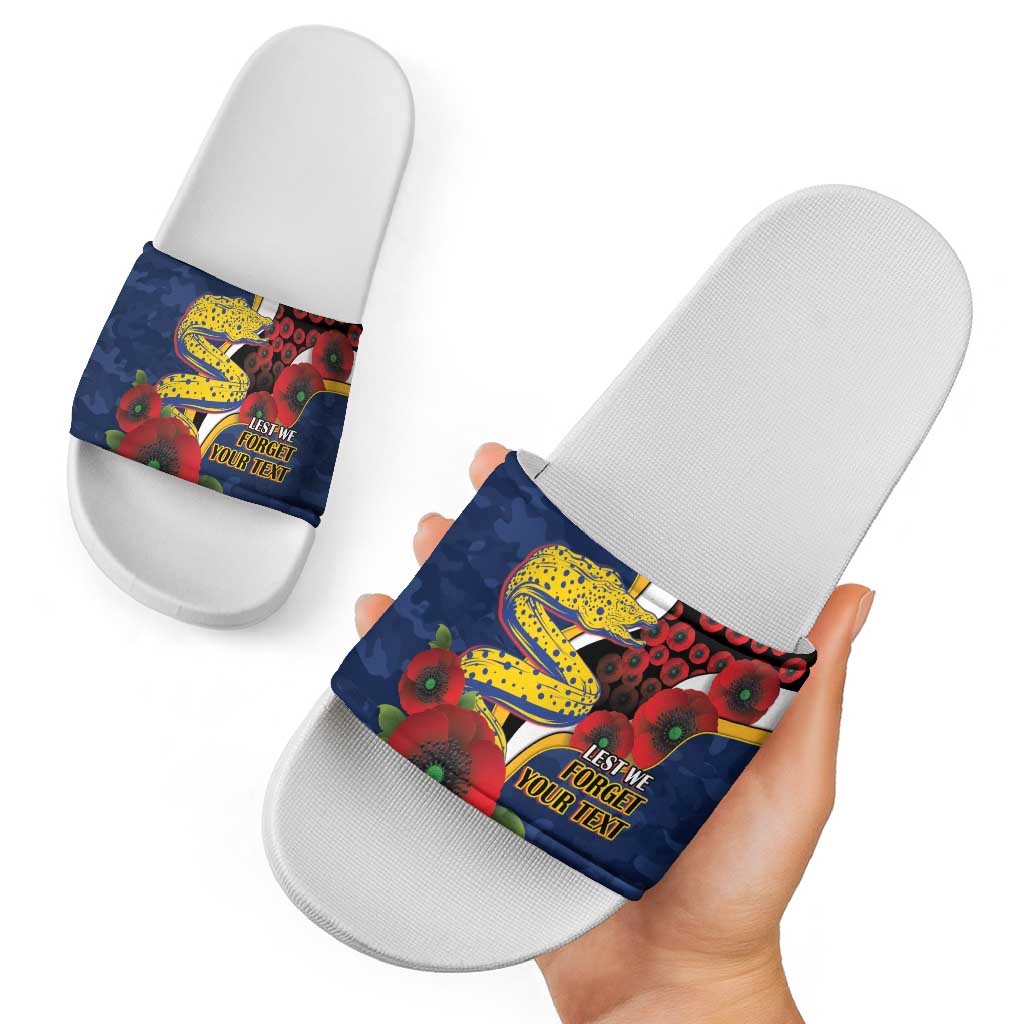 Parramatta Eels ANZAC Personalised Slide Sandals Lest We Forget Poppy Camo
