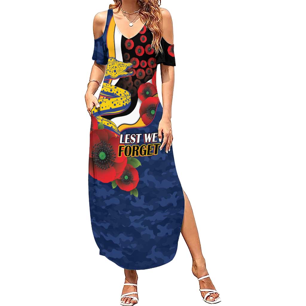 Parramatta Eels ANZAC Personalised Summer Maxi Dress Lest We Forget Poppy Camo