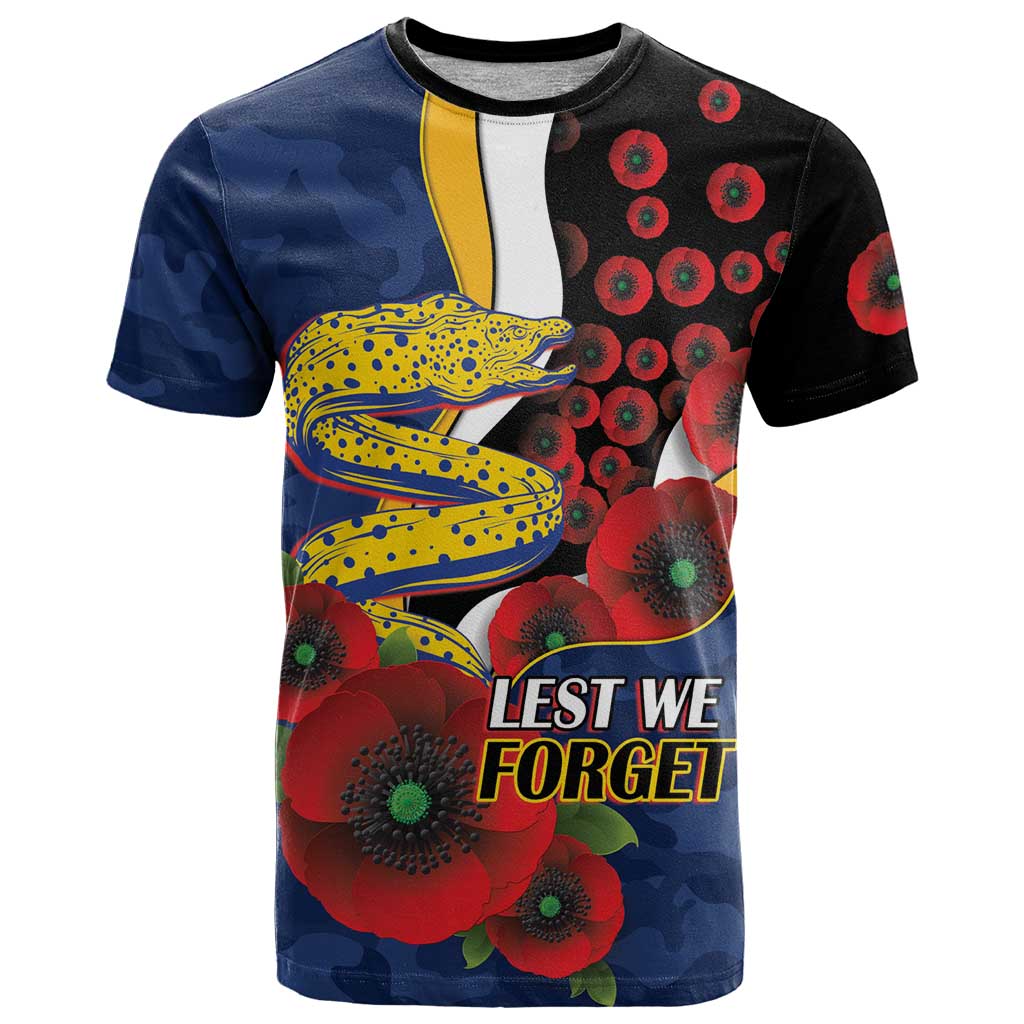 Parramatta Eels ANZAC Personalised T Shirt Lest We Forget Poppy Camo