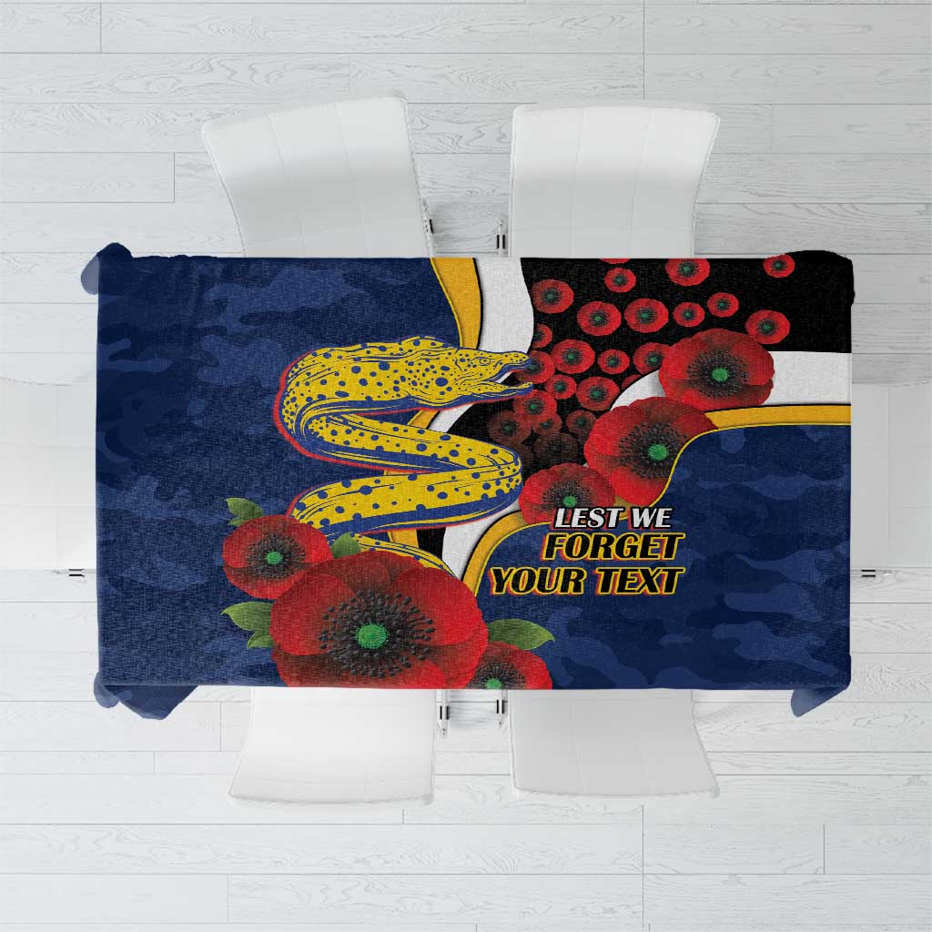 Parramatta Eels ANZAC Personalised Tablecloth Lest We Forget Poppy Camo