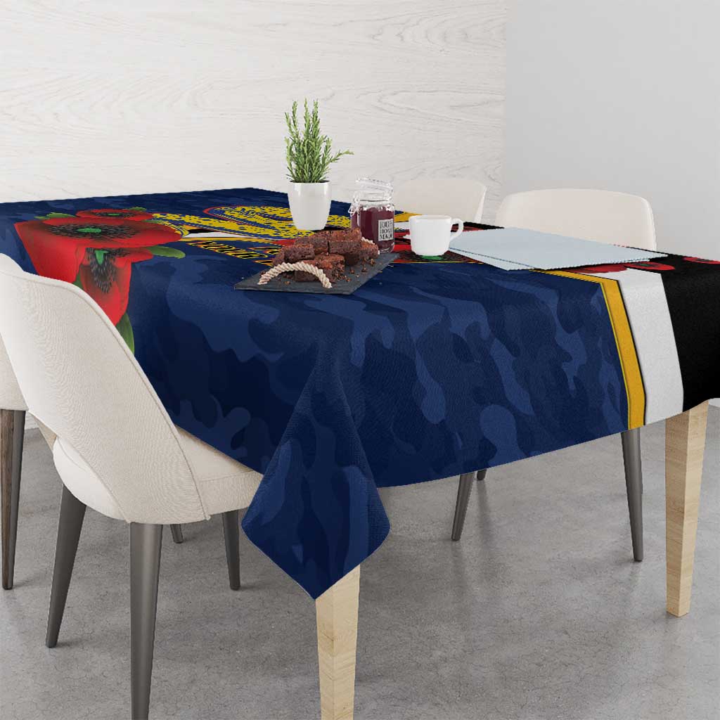 Parramatta Eels ANZAC Personalised Tablecloth Lest We Forget Poppy Camo