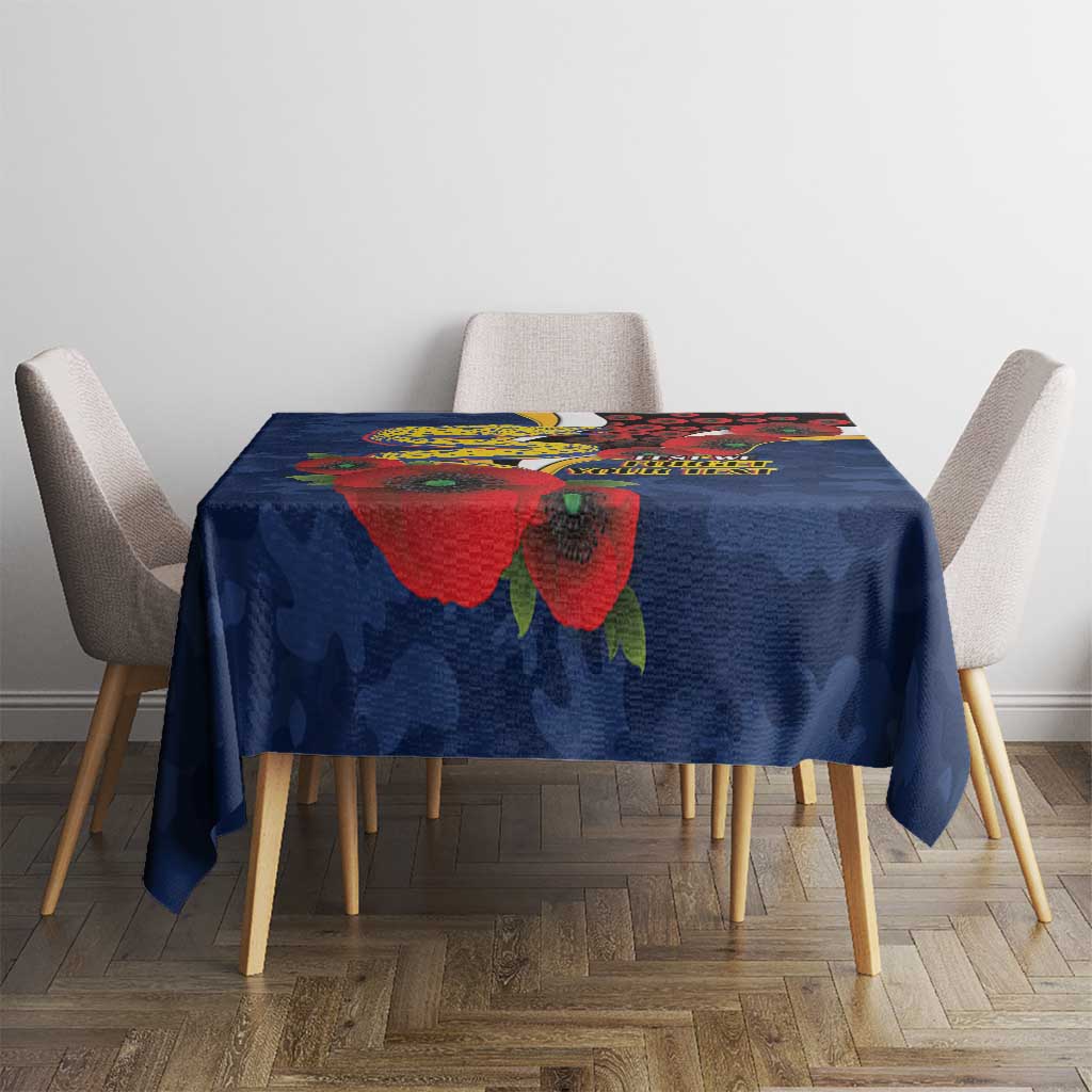 Parramatta Eels ANZAC Personalised Tablecloth Lest We Forget Poppy Camo