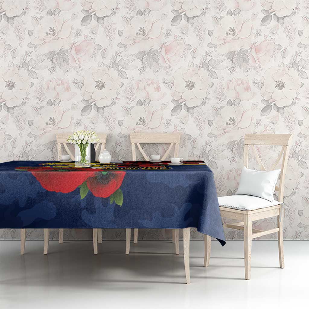 Parramatta Eels ANZAC Personalised Tablecloth Lest We Forget Poppy Camo