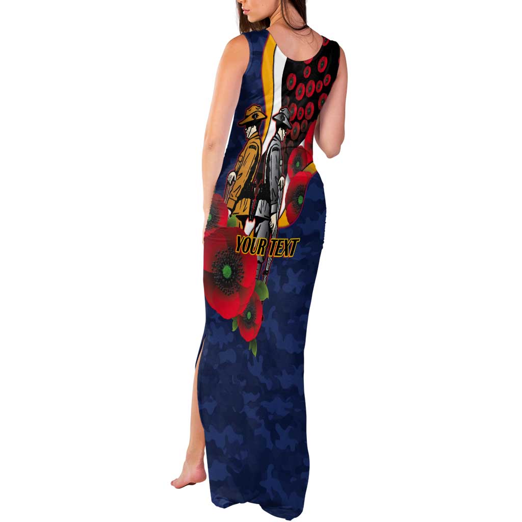 Parramatta Eels ANZAC Personalised Tank Maxi Dress Lest We Forget Poppy Camo