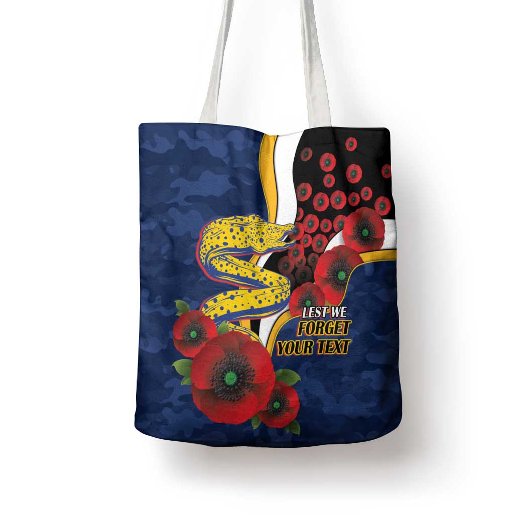 Parramatta Eels ANZAC Personalised Tote Bag Lest We Forget Poppy Camo