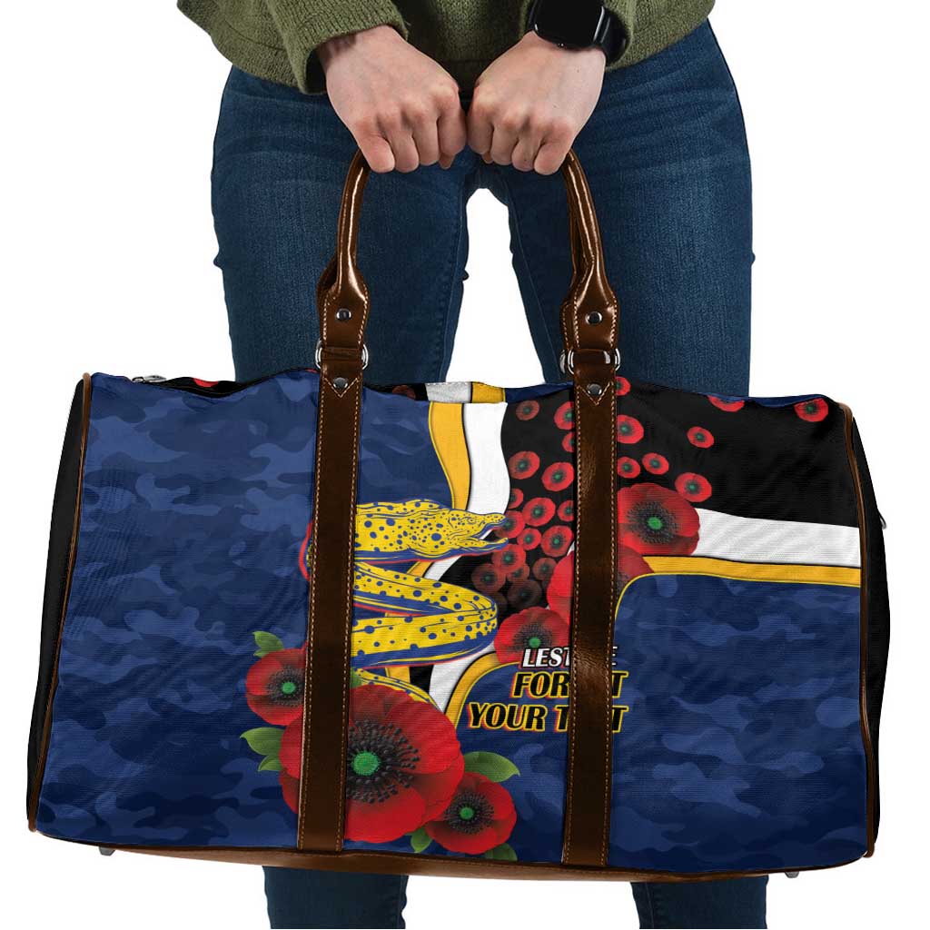 Parramatta Eels ANZAC Personalised Travel Bag Lest We Forget Poppy Camo