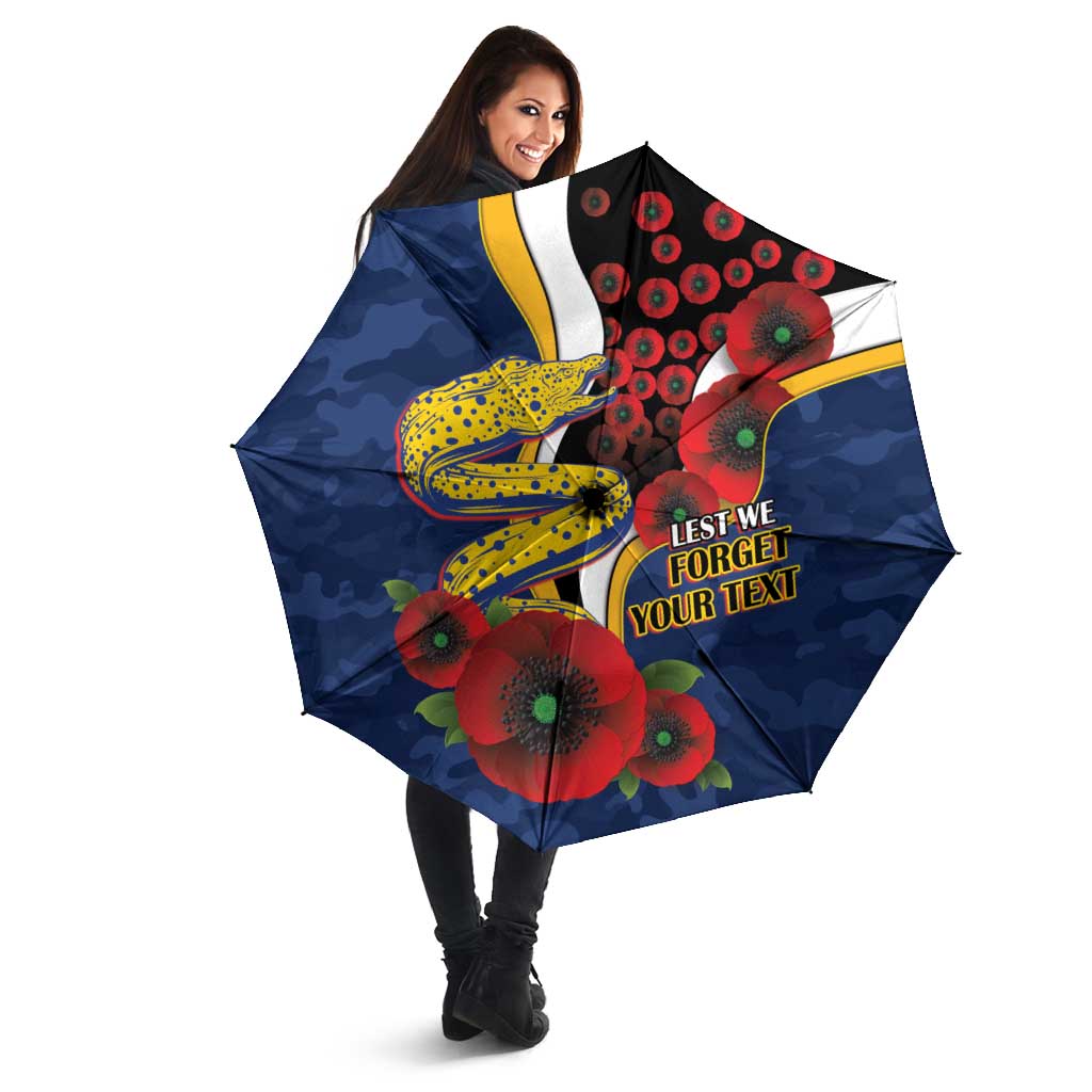 Parramatta Eels ANZAC Personalised Umbrella Lest We Forget Poppy Camo
